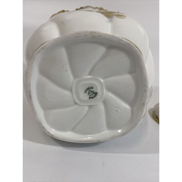 Antique A Lanternier Limoges France Hand Painted Lidded Biscuit Jar Tea Caddy 7" - Picture 11 of 12